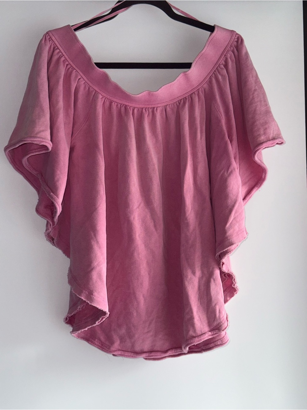 Free People Pink Off-Shoulder Flutter-Sleeve Tunic Boho Top Size Medium